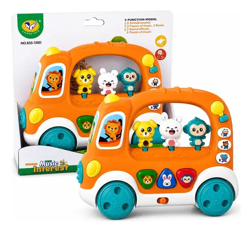 Colectivo Autobus Musical Infantil Para Bebes Con Animales
