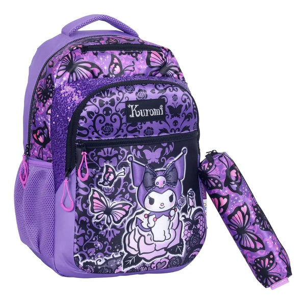 Mochila Espalda 18 Pulgadas Kuromi Mariposa Cartuchera