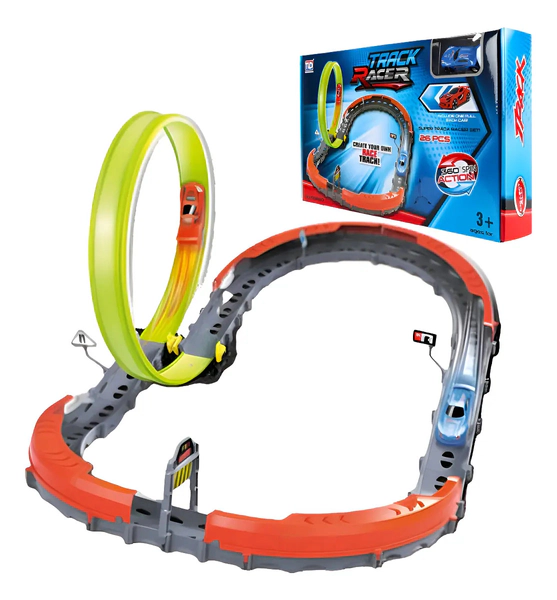 Pista De Carrera Track Racer Giro 360° 26 Piezas Con Auto