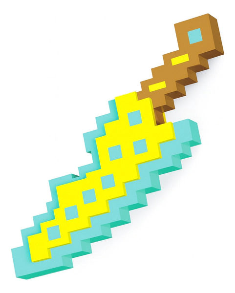 Cuchillo Pixelado 3d Bloques Para Armar 16 Piezas Minecraft Amarillo