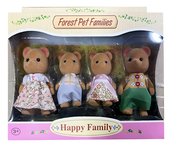 Muñecos X4 Animales Forest Pets Familia Osos Marron