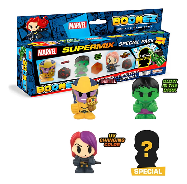 Juego Boomez Marvel Super Mix 4 Figuras C/ Sorpresa Y Cartas
