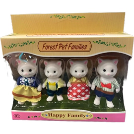 Muñecos X4 Animales Forest Pets Familia Gato