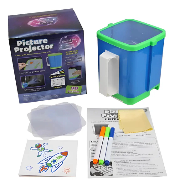 Proyector De Dibujos Luz Para Niños C/ Pizarra Y Fibras 3d