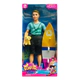 Muñeco Simil Ken Articulado 30 Cm Con Tabla De Surf Y Perro