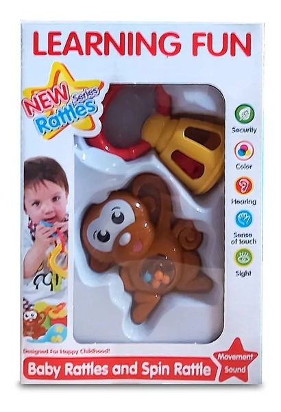 Sonajero Infantil 2 Piezas Con Colores De Mano Animalitos