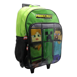 Mochila Escolar 18 Pulgadas Con Carro Minecraft Cresko