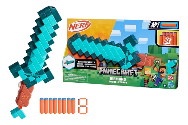Lanzador Nerf Minecraft Fiebrand Espada 4 Dardos