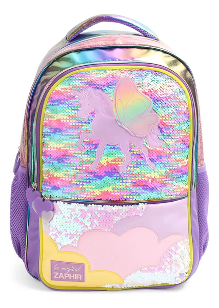 Mochila Espalda Unicornio Lentejuelas Con Luz Bolsillo C