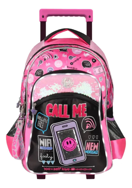 Mochila Footy Con Carro 18l Call Me Con Luz