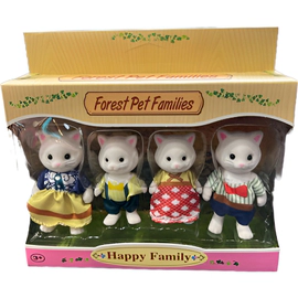 Muñecos X4 Animales Forest Pets Familia Gato