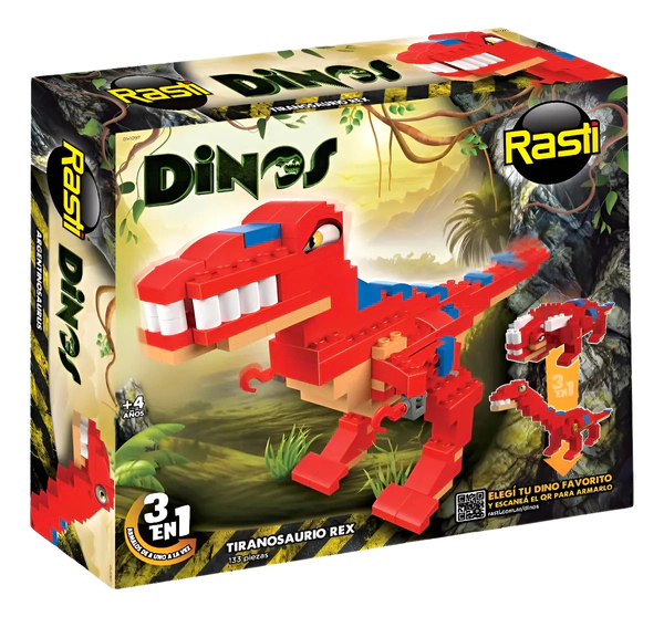 Rasti Bloques Dinosaurios Para Armar 2 En 1 Con 72 Piezas