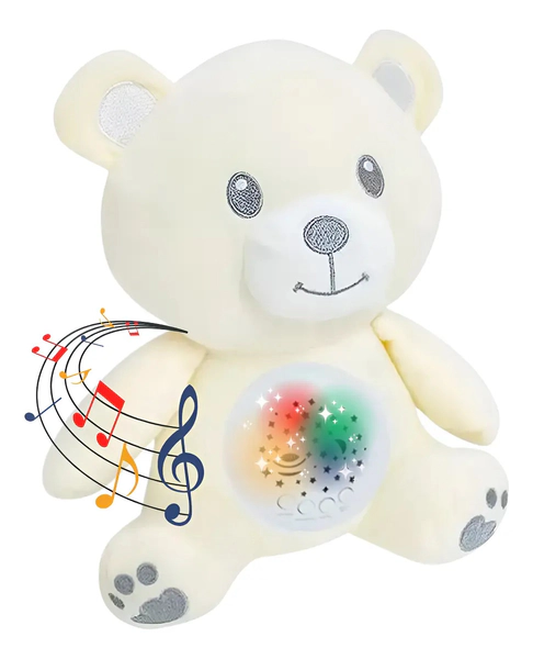 Peluche Osito Proyector De Luz Con 3 Colores Y 10 Sonidos
