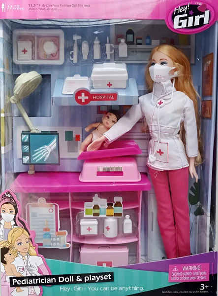 Muñeca Doctora Pediatra Playset Con Bebé Y Accesorios Paloma