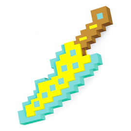 Cuchillo Pixelado 3d Bloques Para Armar 16 Piezas Minecraft Amarillo
