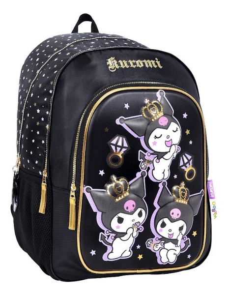 Mochila Escolar Kuromi Diamantes 17 Pulgadas Espalda Wabro Negro Geométrico