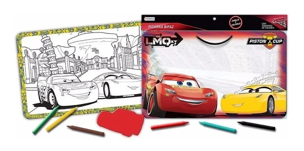 Pizarra Pizarron Bifaz Con Crayones Cars Disney Tapimovil