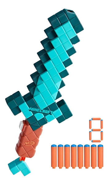 Lanzador Nerf Minecraft Fiebrand Espada 4 Dardos