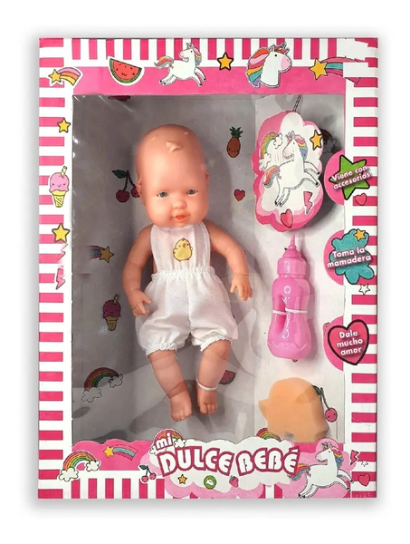 Bebé De Juguete Nenino 36cm Con Mamadera Esponja De Baño