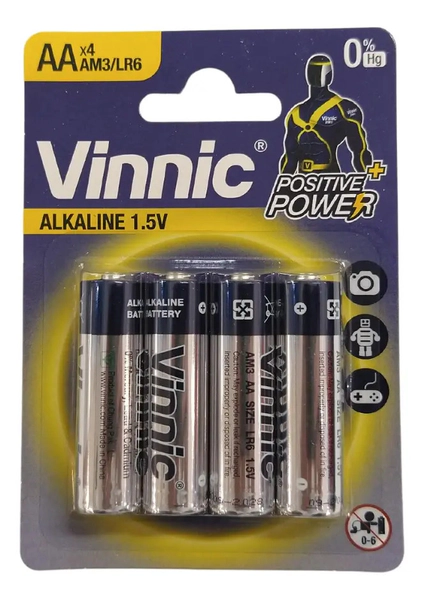 Pilas Aa Vinnic Alcalinas Blister X 4 Unidades 0% Mercurio