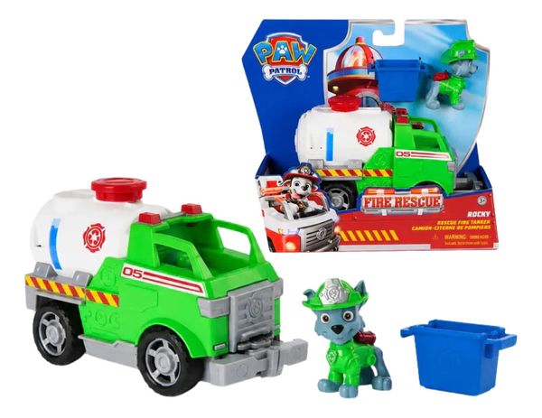 Paw Patrol Camion Rescate Rocky Fire Rescue Con Figura