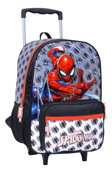 Mochila Escolar Carro 16 Pulgadas Spiderman Arañas Wabro Azul Geométrico