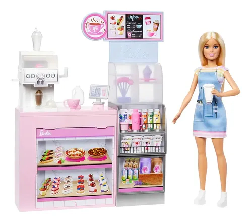 Muñeca Barbie Set De Diversión En La Cafetería Coffee Shop