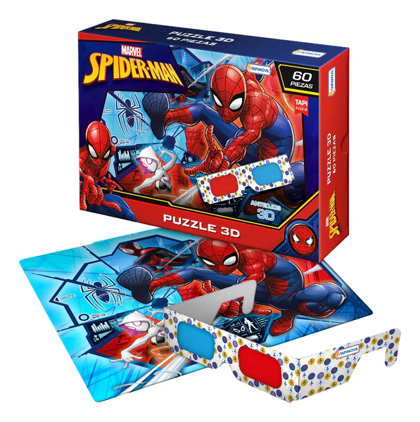 Spiderman Puzzle 3d 60pzs Con Anteojos