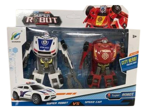 Transformers Robot Policia Y Robot Bombero 2 En 1