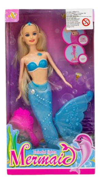 Muñeca Sirena Articulada Con Luz Importada 30 Cm
