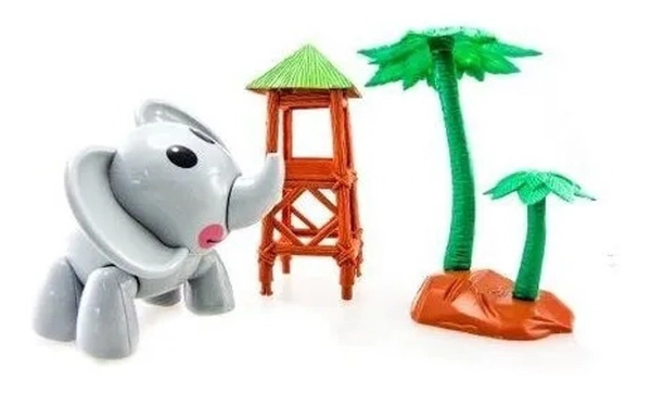 Set Animalitos De Juguete Elefante Y Palmera Infantil