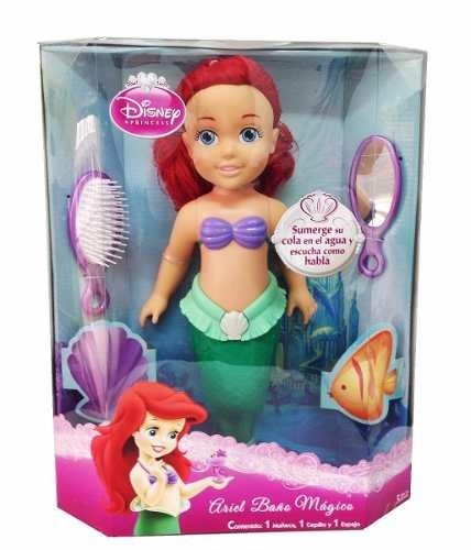Muñeca Ariel Baño Mágico Disney Sumerge Su Cola Habla 40 Cm