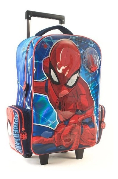 Mochila Spiderman 3d Lights Con Carro 17 Pulgadas Wabro