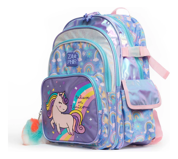 Mochila Escolar Unicornio 4 Cierres Espalda 16' C/luz Zaphir