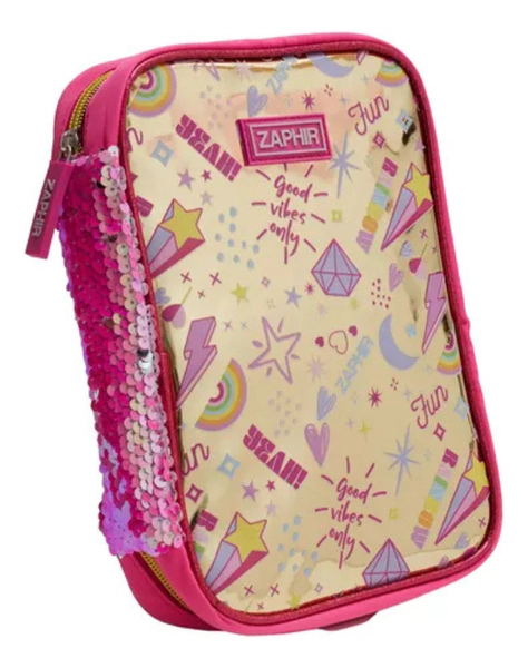 Cartuchera Escolar Metalizada Con Lentejuelas Zaphir