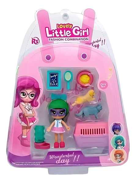 Muñecas Little Girl Con 2 Mascotas Y Accesorios P/mascotas