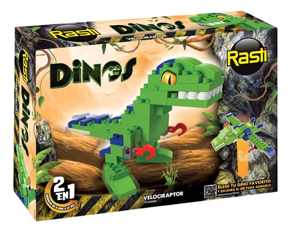 Rasti Bloques Dinosaurios Para Armar 2 En 1 Con 72 Piezas