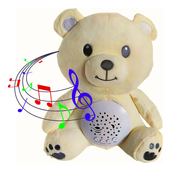 Peluche Osito Proyector De Luz Con 3 Colores Y 10 Sonidos