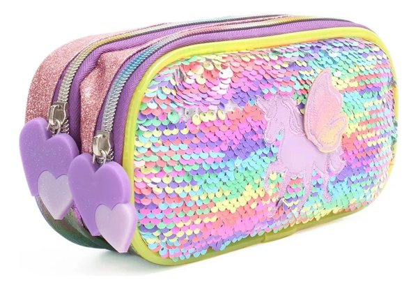 Cartuchera Escolar Unicornio Con Luz Led 2 Cierres