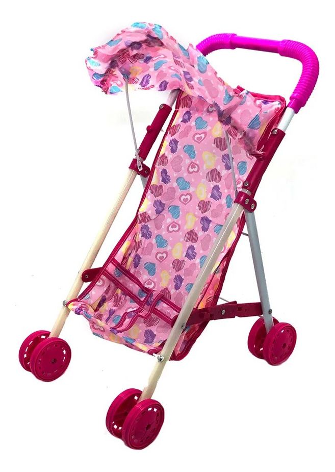Cochecito plegable de muñeca con diseño de corazón, regalos para niñas y niños pequeños Cochecito plegable de muñeca con diseño de corazón, regalos para niñas y niños pequeños