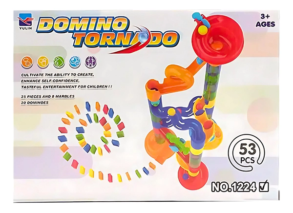 Juego Domino Y Laberinto Para Construir C/ Canicas 53 Piezas