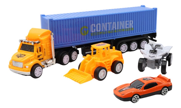 Set Camion De Remolque Con Autos A Friccion