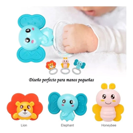 Set X3 Mordedores Y Sonajeros Con Forma De Animales Bebé