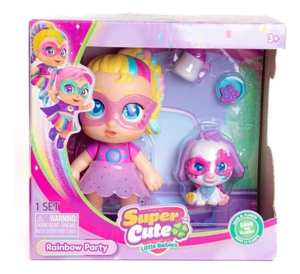 Muñeca Supercute Regi Glitzy Set Rainbow Party