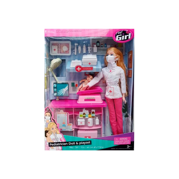 Muñeca Doctora Pediatra Playset Con Bebé Y Accesorios Paloma