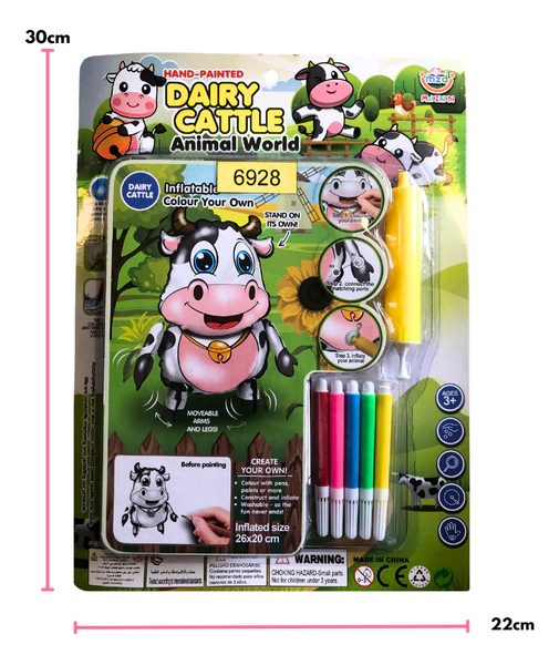 Inflable Vaca Para Colorear Con Fibras 26cm