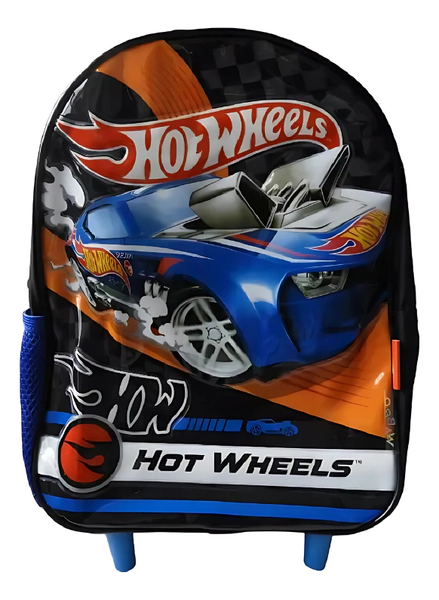 Mochila Escolar Con Carro Hot Wheels Escudería 12 Surtido