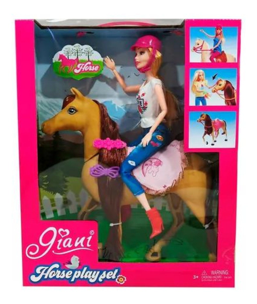Muñeca Giani Hipica Con Caballo Y Accesorios