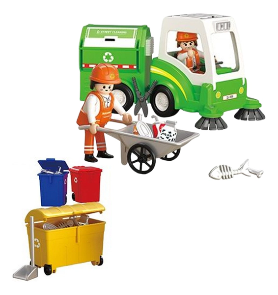 Muñeco Obreros De Calles C/maquina Recolectora Y Accesorios