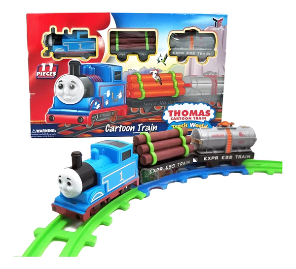 Tren Thomas A Batería 3 Vagones Con Vías De Colores